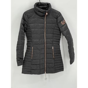 Emporio Armani EA7 Puffer Down Jacket Women’s Size Small Black Rose Gold Zippers